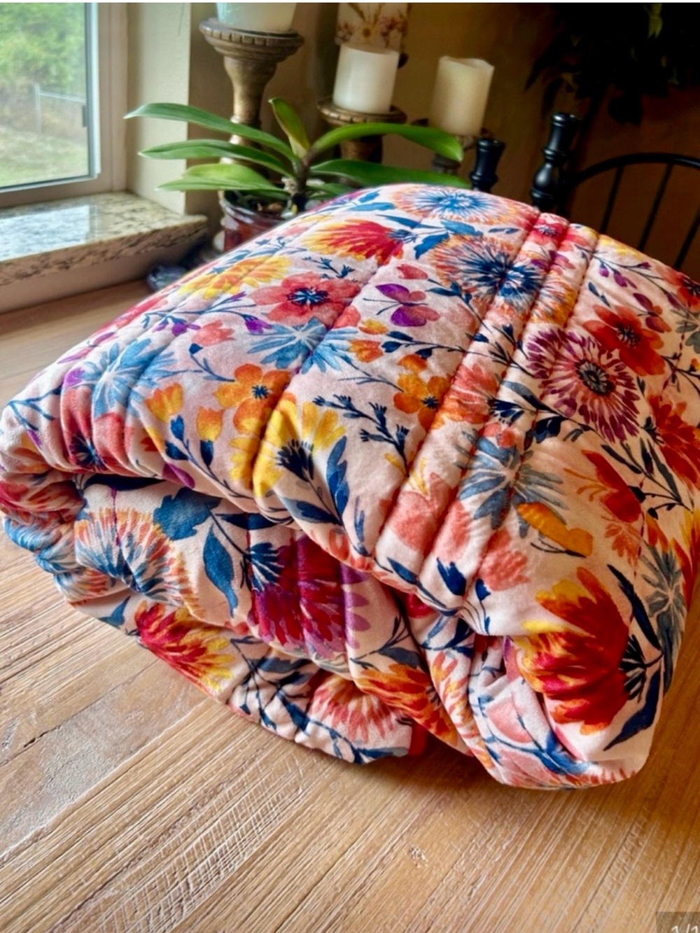 Fall Colors The Pioneer Woman Fluttering Francies Soft Velvet Reversible Blanket